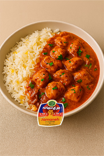 Chicken Tikka Masala یکی از محبوب‌ترین غذاهای هندی–بین‌المللی با ترکیب سس خامه ای و گوجه فرنگی